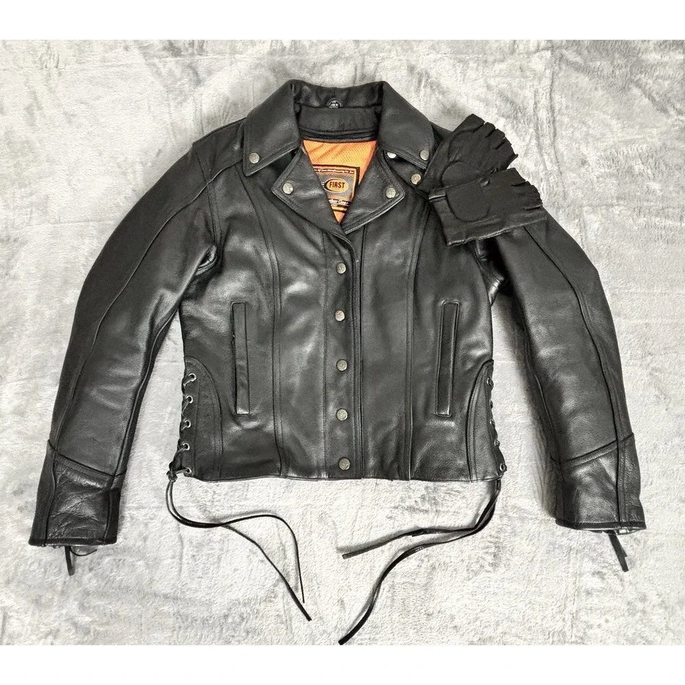 First Classics Women's Leather Motorcycle Jacket Thinsulate Liner M - Picture 1 of 16